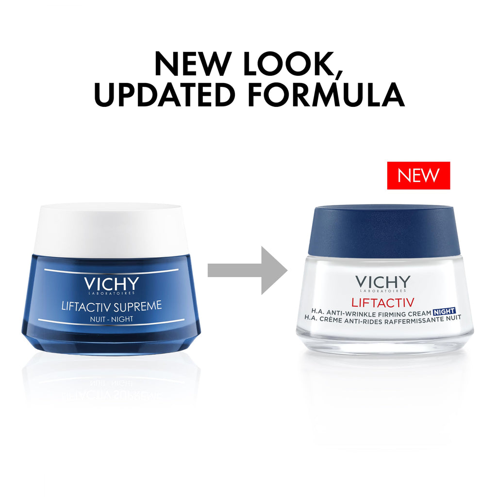 Vichy LiftActiv Supreme Night Cream, Anti Aging Face Cream with Vitamin C and Rhamnose to Firm and Brighten, Suitable for Sensitive Skin