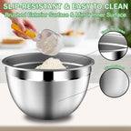DUTZUN Mixing Bowls with Lids Set, Stainless Steel Mixing Bowls with Colander, Strainer with Mixing Bowl Set, Kitchen Gadgets Bowl Christams Gift, Size 4, 2.5, 2, 1.5QT - Black