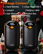 BEYYON Hand Warmers Rechargeable - Electric Hand Warmer Rechargeable 2 Pack, LED Display, 4 Heat Levels Reusable, USB, Magnetic Portable Handwarmers for Golf/Camping/Hunting, Gift for Women, Men