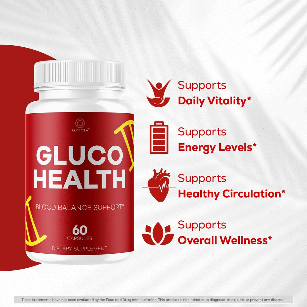(2 Pack) Gluco Health Capsules - GlucoHealth Support Pills Premium Plus All Natural Ingredients Advanced GlucoHealth Formula Maximum Strength for Overall Health & Wellness, 120 Capsules for 2 Months