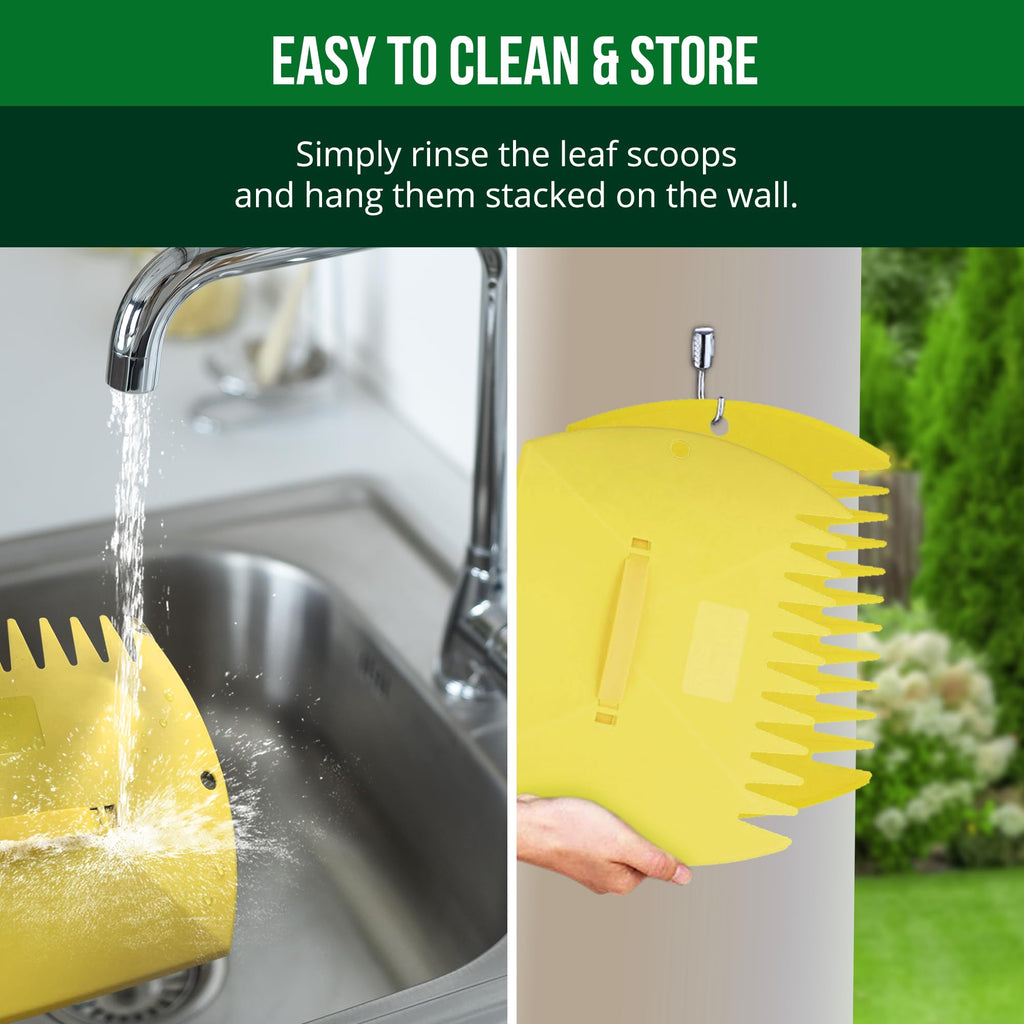 GardenHOME Leaf Scoops Hand Rakes, Large Leaf Grabbers for Yard Work and Garden Use, Clear and Collect Garden Rake, Leaf Scooper and Claws for Leaves, Lawn Debris, and Trash Cleanup, Yellow