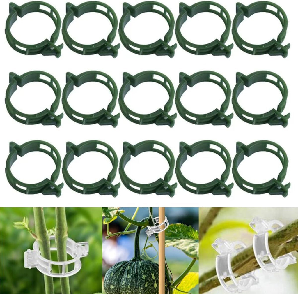 50 PCS Secured Plastic Plant Clip, Plant Support Clips, Garden Clips for Climbing Plants, Plastic Trellis Clips Plant Support Clips Tomato Grape Vine Vegetables Plant Fixing Clips (50, Green)