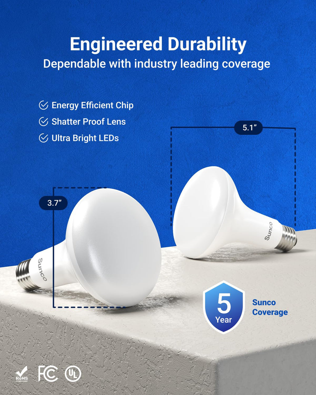 Sunco 12 Pack BR30 LED Bulb, Recessed Can Light Bulbs, Indoor Flood Lighting, 1600 LM, 16W (100W Equivalent) 4000K Cool White, E26 Medium Base, Dimmable UL