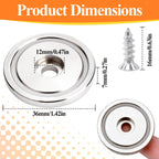 28Pcs Super Strong Magnets with Holes, 1.42" Waterproof Heavy Duty Rare Earth Magnets with Screws, Large Round Base Cup Magnet with Countersunk Hole for Mounting, Holding Tools