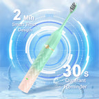Sonic Electric Toothbrush Set, Equipped with 10 Brush Heads and Travel Case, IPX8 Waterproof, 2-Minute Timer, 42000 High-Frequency Vibrations, 5 Modes, The First Choice for Gift Giving, Green Pink