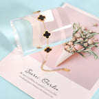 WSupikio 3PC Clover Bracelets Set 18k Gold Plated Lucky Clover Bracelet Women Adjustable Link Bracelets Cute Gold Jewelry (Gold)