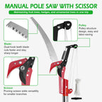 Manual Pole Saw, 27 Ft Tree Pruner with Scissors