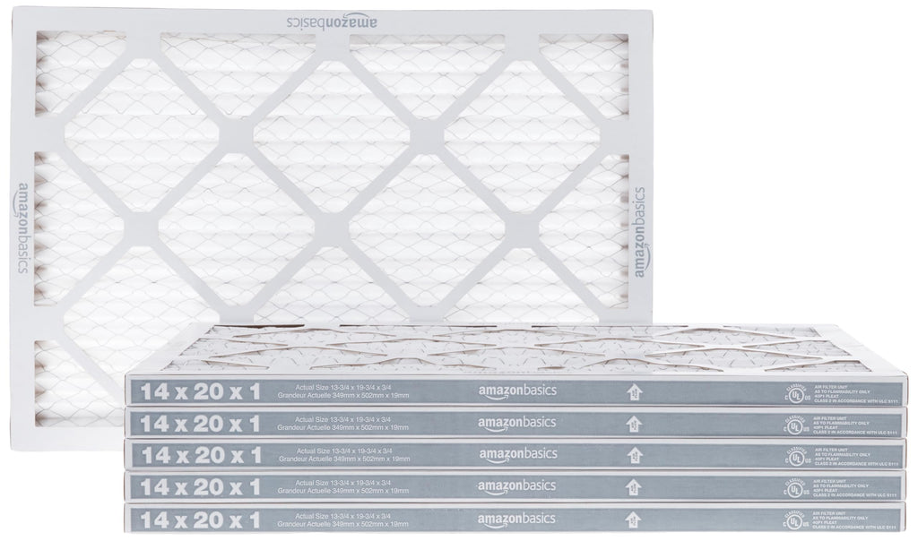 Amazon Basics 14x20x1 Air Filter, MERV 8 AC Furnace Filters, Allergen Control , Electrostatic, Removes Dust Pollen and Lint, 6-Pack (Actual Size: 13.75" x 19.75" x 0.75")