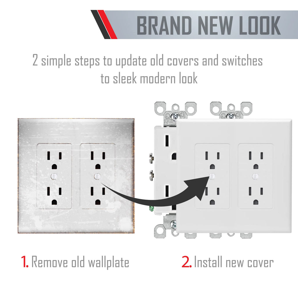 TayMac 2602W Revive Device Wall Plates 2-Gang Masque Decorator Cover, White