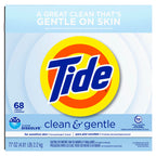 Tide Clean and Gentle Powder Laundry Detergent, Unscented, 68 Loads, 77 oz