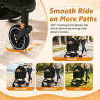 Pet Stroller for Small Dogs and Cats, Detachable Dog Cat Stroller with All-Terrain Shock Absorbing Wheels, One-Click Foldable Design, Adjustable Canopy (Green)