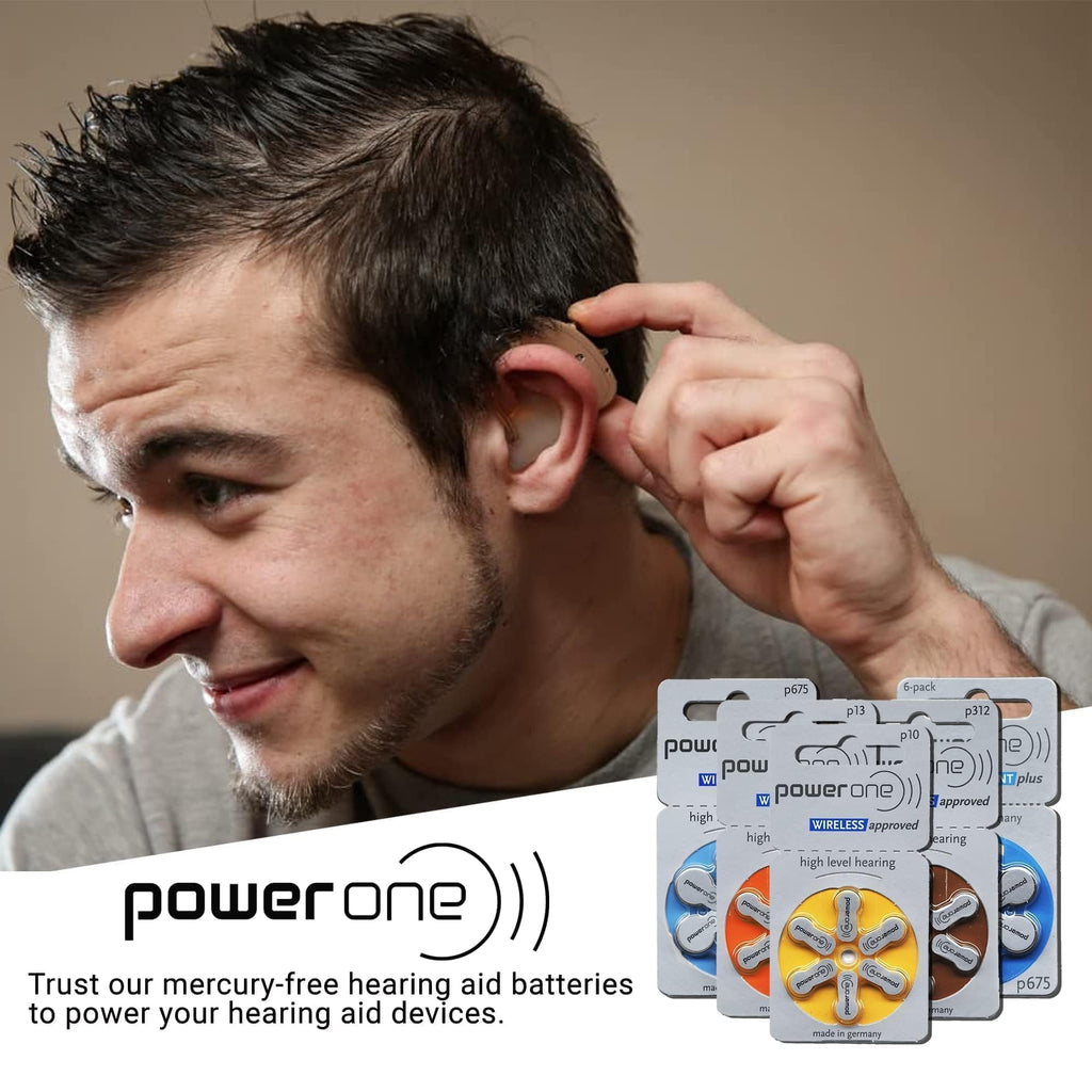 Power One Size 312 Hearing Aid Battery No Mercury, 60 Batteries