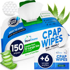 CPAP Mask Wipes - 150 Count Jumbo Pack + 6 Travel Sheets - Dura Cleanse Extra Large, Extra Moist Cleaning Wipes for Full Face, Nasal Masks Unscented Cleaner for CPAP Machine, Supplies and Accessories