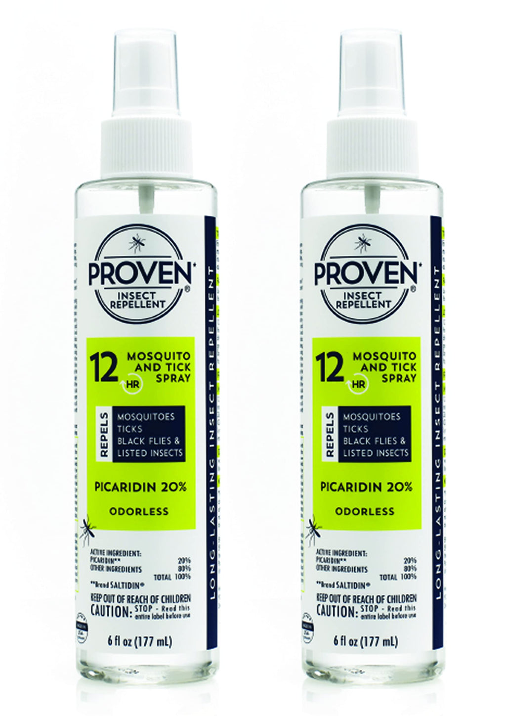 Proven Insect Repellent Spray for Mosquitoes, Ticks & Black Flies - (2 Pack) 6 fl oz - DEET Alternative Mosquito Repellent - Up to 12-Hour Protection - Great for Camping or Hiking - Odorless