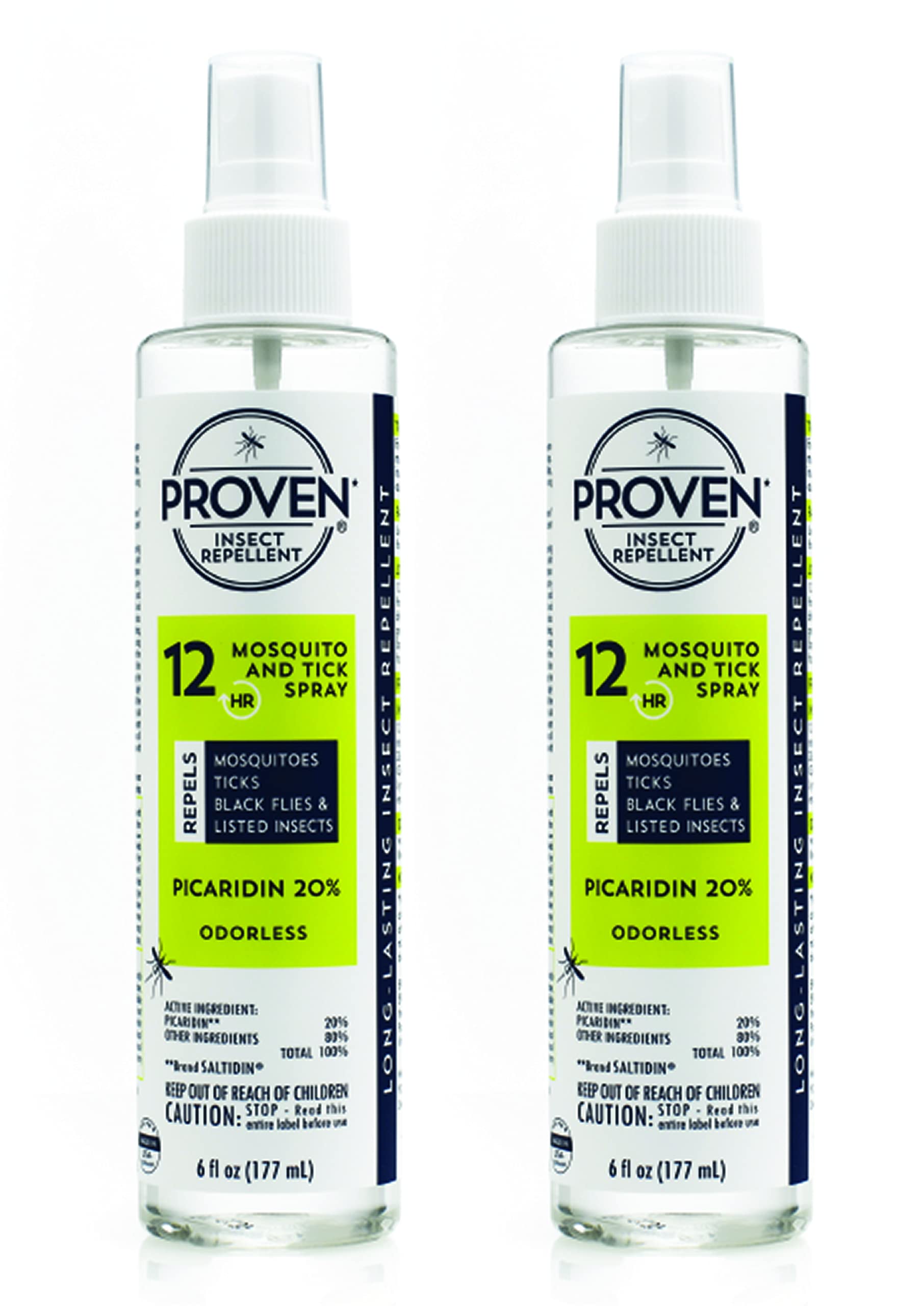 Proven Insect Repellent Spray for Mosquitoes, Ticks & Black Flies - (2 Pack) 6 fl oz - DEET Alternative Mosquito Repellent - Up to 12-Hour Protection - Great for Camping or Hiking - Odorless