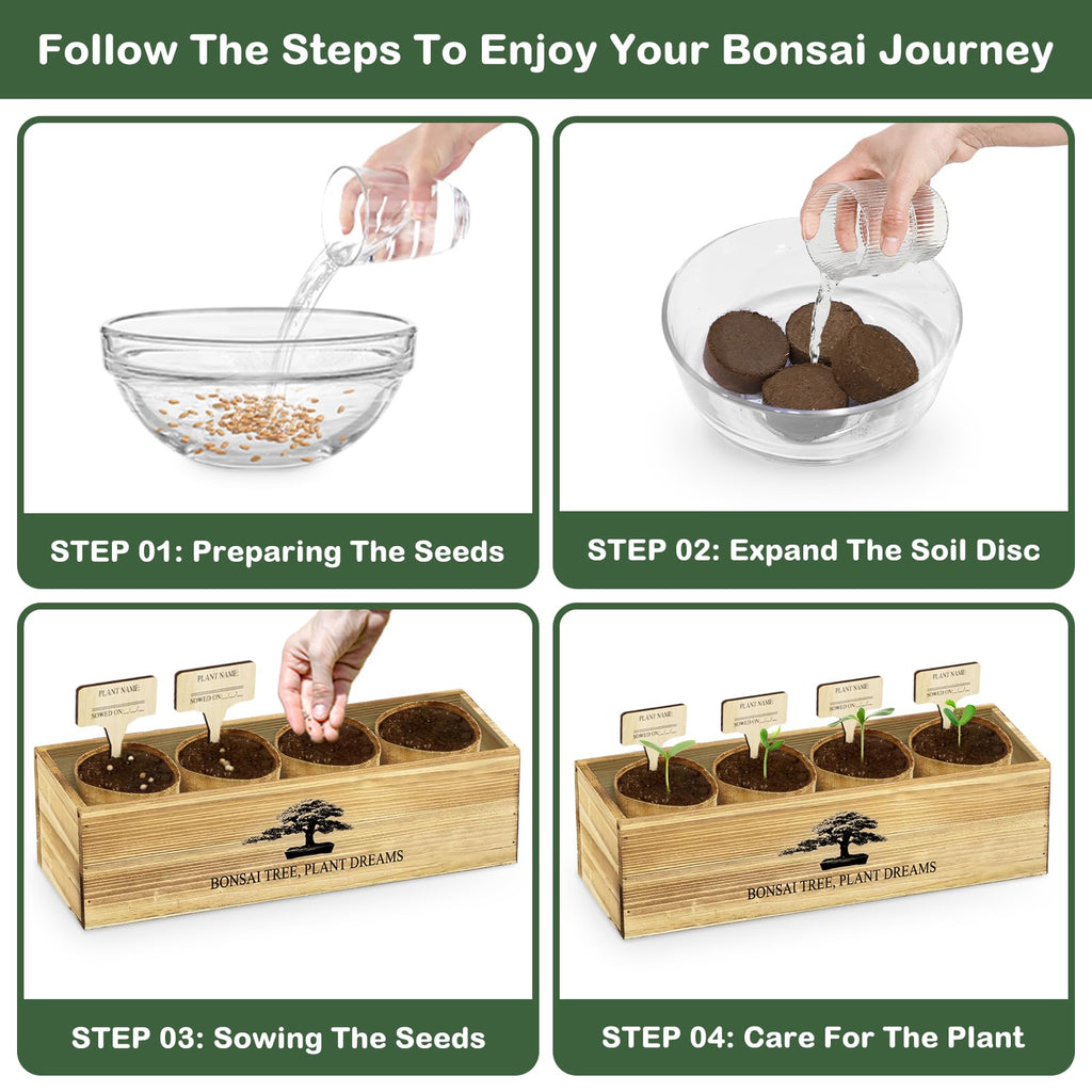 LUOJIBIE Bonsai Tree Kit, Complete Bonsai Starter Growing Kit, Christmas Birthday Gifts for Women Men Mom Dad Girls Boys, Gardening Gift for Plant Lovers, White Elephant Gifts for Adults