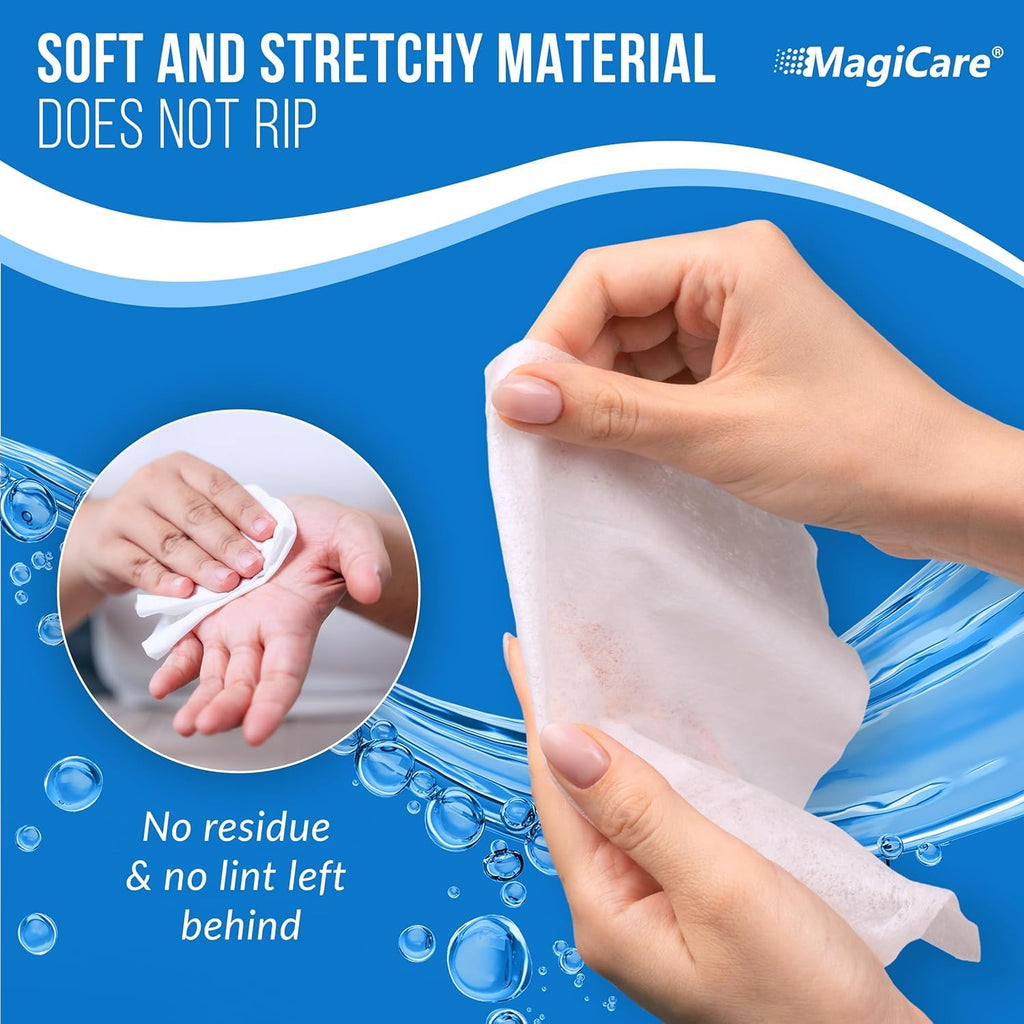 MagiCare 75% Large Alcohol Wipes (4-80ct Packs, 320pcs) - Alcohol Hand Sanitizer Wipes, Premium - Unscented Hand Wipe, Sanitizing Wipe - Travel, Home, Classroom, Camping - Soft Packs