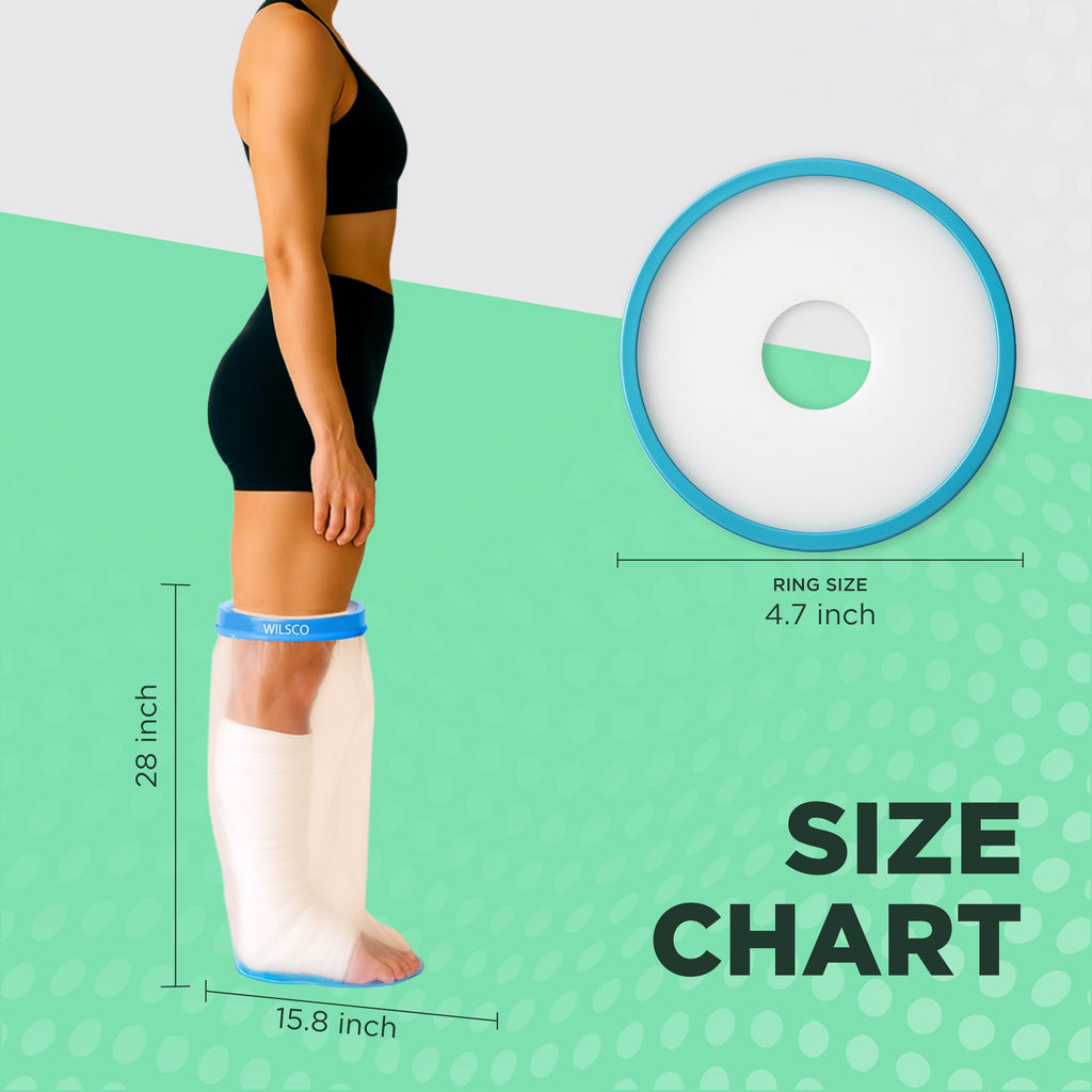 100% Waterproof Adult Cast Covers for Shower Leg, Resuable 28" Long,Easy to wear, Cast shower cover leg,foot bag for showering, post surgery waterproof foot boot covers, Plastic bag to cover leg