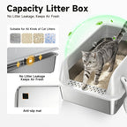 OneBug High-Sided Stainless Steel XL Cat Litter Box for Cats