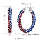 CiNily 4th of July Hoop Earrings for Women 925 Sterling Silver Post Earring