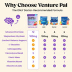 Venture Pal Calm Drink Mix, 12-in-1 Cortisol Reducer and Sleep Aid with Magnesium Glycinate, Ashwagandha, L-Theanine,Vitamin D, Calm Magnesium Powder for Relax & Focus, No Sugar, Non GMO