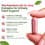 ForestLeaf D Mannose Supplements for Women & Men - D-Mannose 1000mg Capsules with Cranberry, Hibiscus & VIT C - DMannose Pills for UTI, Urinary Tract & Bladder Support - 120 Caps