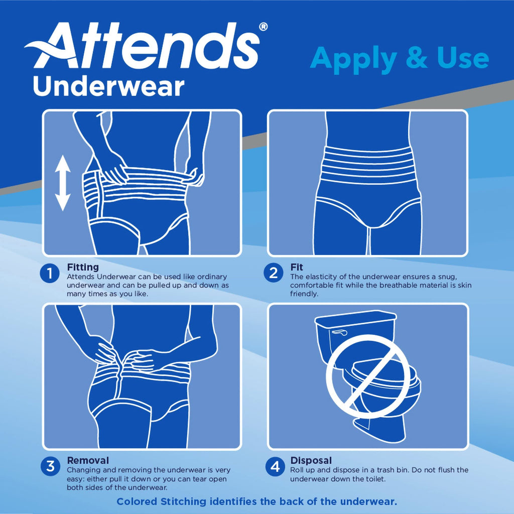 Attends Adult Absorbent Underwear, Large [72 Count] - Maximum Absorbency for Men and Women - Disposable Pull-On Diapers with Tear-Away Sides and Breathable Waistband - AP0730
