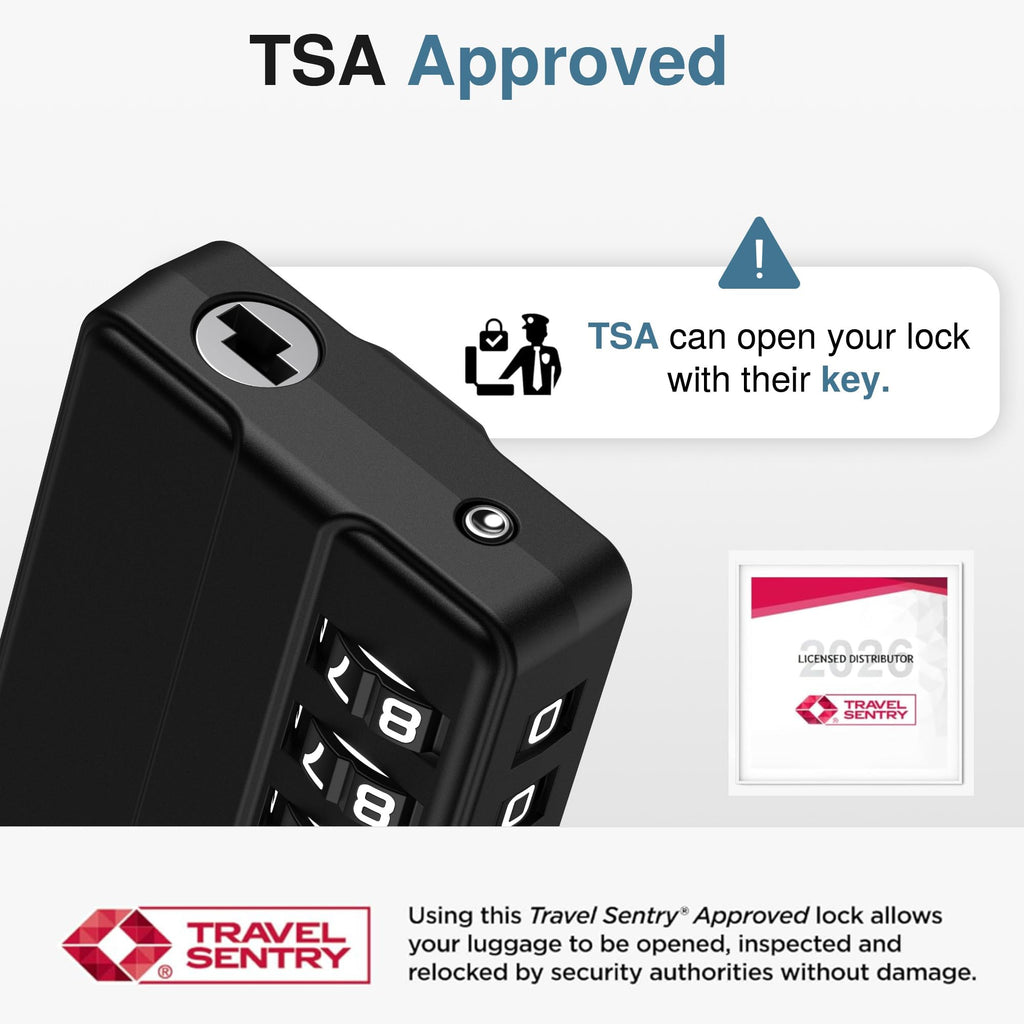 Puroma TSA Locks for Luggage, 4 Pack Cable Lightweight Luggage Locks TSA Approved 4-Digit Combination Padlock for Suitcases, Bags, Toolboxes, Backpacks & Gym Lockers (Black)