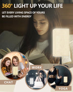 FARRIDE Light Therapy Lamp 10000 Lux Sun Lamp with 3 Color Temperatures, Adjustable Brightness, 4 Timer & Memory Function, Full Spectrum Light, Sunlight Lamp with Remote Control for Home, Happy Life