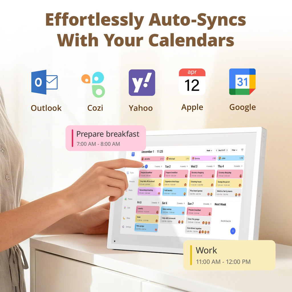 Dragon Touch 10.1 inch Digital Calendar Chore Chart – Interactive Touchscreen, Smart Family Planner, Hearth Display Desk Digital Calendar Best Gifts for Christmas, Wedding, Mom