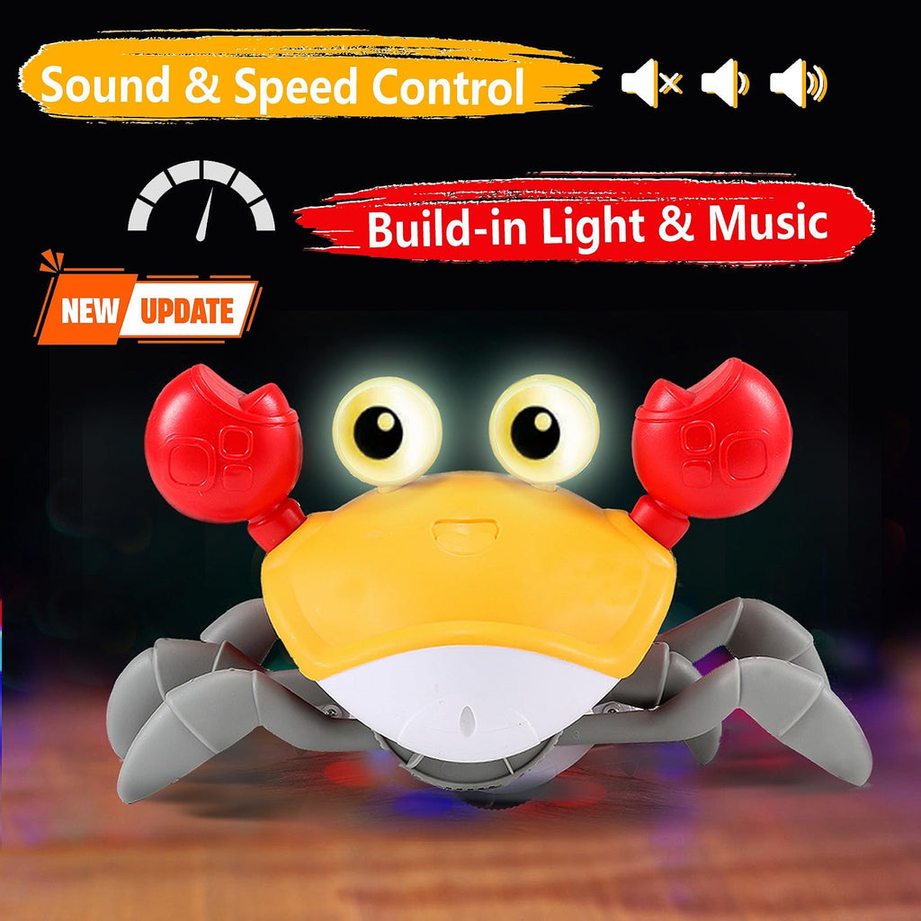 Crawling Crab Baby Toy Gifts: Tummy Time Toys Walking Dancing Cute Essentials Electric Induction Sensory Stuff Moving Babies Crabs with Light Up Music for Toddler Boys Girls Items Interaction Gadgets