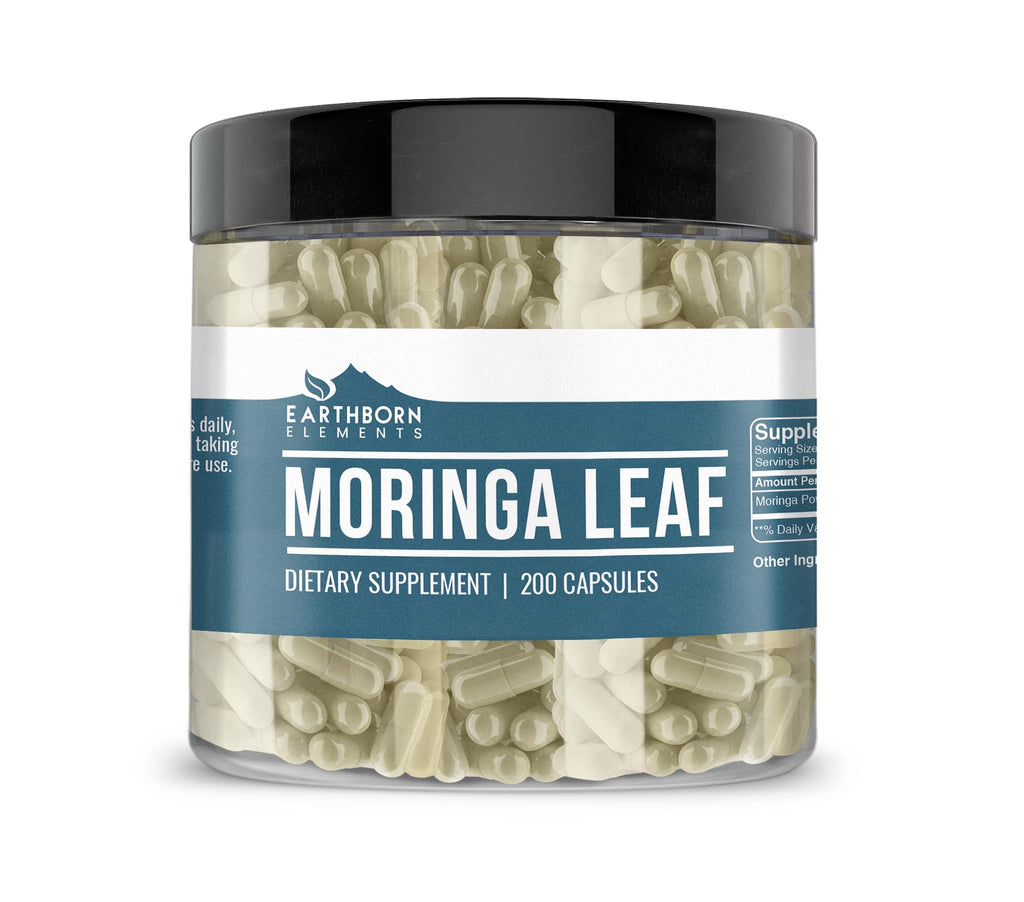 Earthborn Elements Moringa 200 Capsules, Pure & Undiluted, No Additives