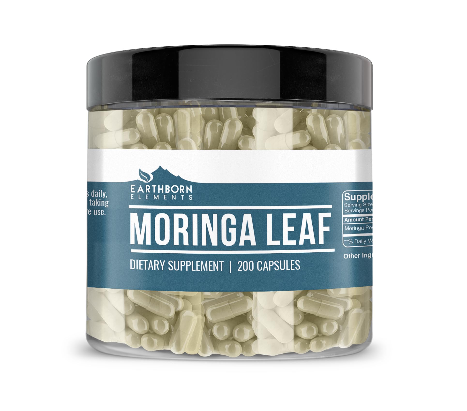 Earthborn Elements Moringa 200 Capsules, Pure & Undiluted, No Additives