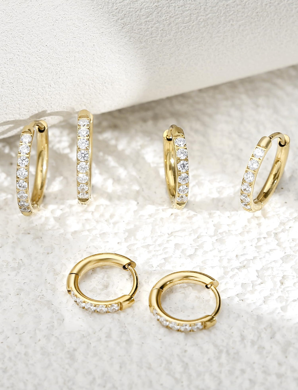 ENVYOU 316L Surgical Steel Huggie Hoop Earrings (Gold,18G 8/10/12mm)