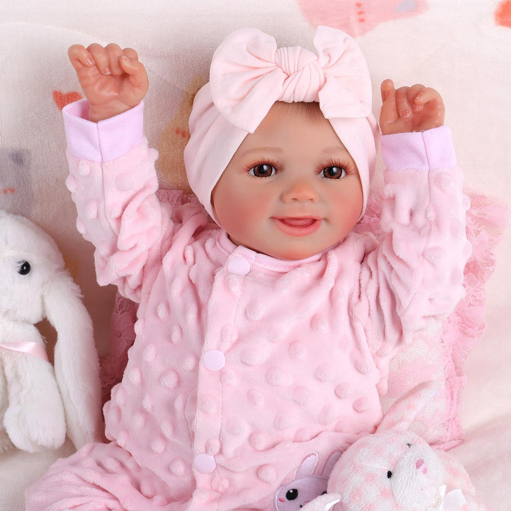 BABESIDE Reborn Baby Dolls Silicone Full Body Sunny - 17 Inch Cute Soft Realistic Baby Doll Poseable Smiling Real Life Baby Dolls with Complete Accessories for 3+ Years Old Gifts, Pretend Play