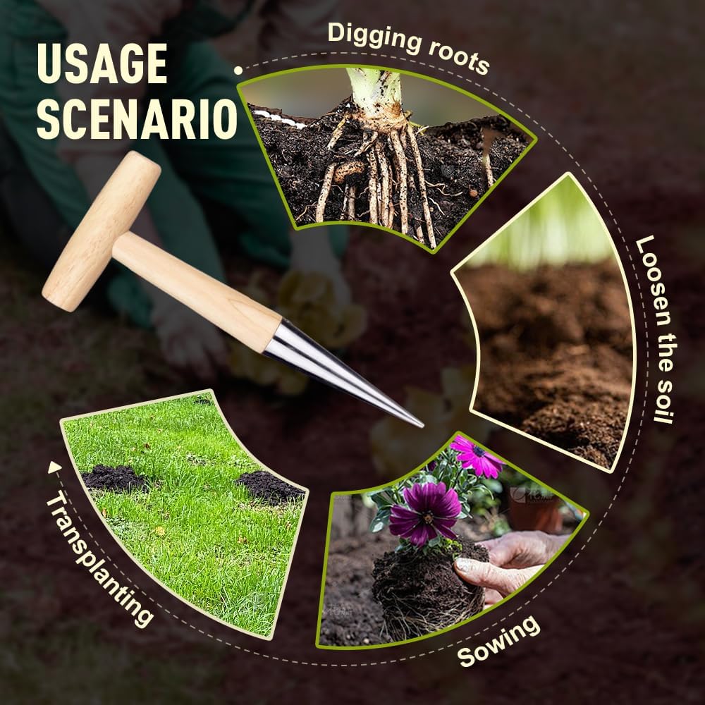 Plant Hole Digger for Planting, 2026 Hand Dibbler Seed Planter Tool, Bulb Planter Tool, Seeds Transplanting Plants Planting Bulbs, Garden Seed Dispenser for all vegetable fruit flower seeds (1pc)