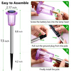DenicMic Solar Lights Outdoor 10 Pack Waterproof Purple LED Stainless Steel Stake Outside Lights for Yard Pathway Garden Driveway Walkway Landscape Path Lighting Halloween Decorations Outdoor