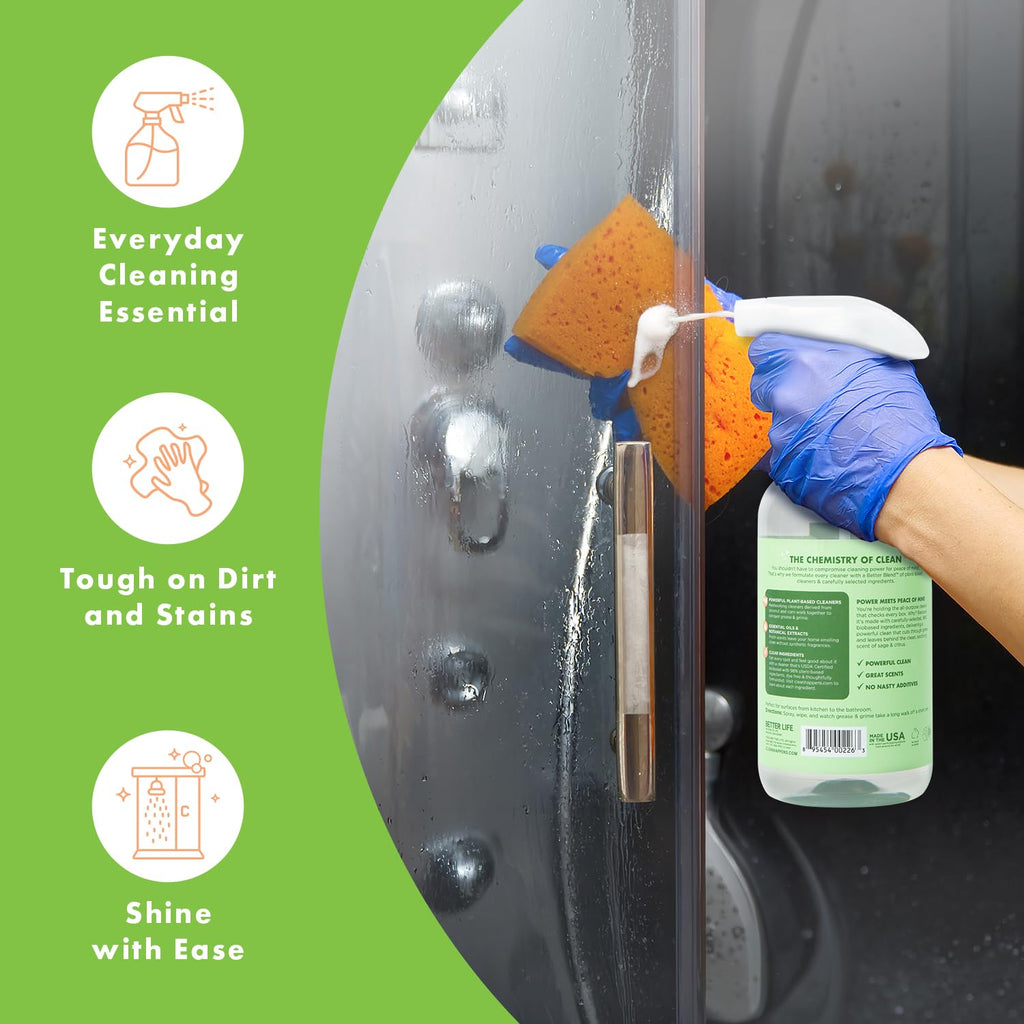 Better Life All Purpose Cleaner - Multipurpose Home and Kitchen Cleaning Spray for Glass, Countertops, Appliances, Upholstery & More - Multi-surface Spray Cleaner - 24oz (Pack of 2) Clary Sage/Citrus