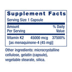 Life Extension Mega Vitamin K2 High Potency for Strong Bones, clinically studied 45 mg K2 dosage, promotes healthy bone density, gluten-free, non-GMO, 30 capsules