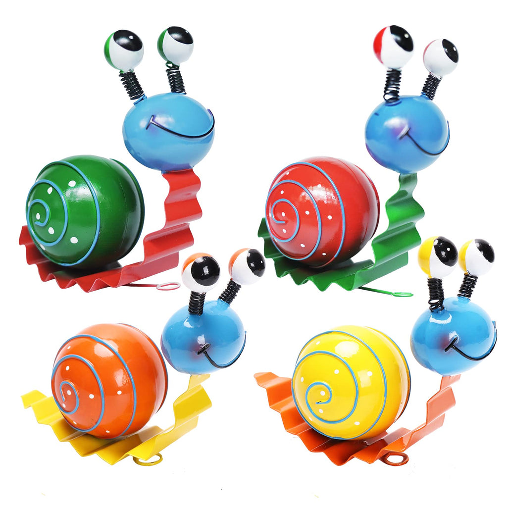 Cruis Cuka Metal Yard Art Cute Snails Garden Decor for Outside Lawn Ornaments Patio Outdoor Decorations - Set of 4(Yellow,Orange,Green,Red)