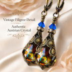 HisJewelsCreations Peacock Dangle Earrings adorned with Swarovski® Crystals