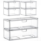 caktraie 6-Pack Acrylic Stackable Storage Drawers for Vanity, Desk, Bath