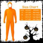 HIYZI Orange Costume Yellow Mustache and Eyebrows Halloween Costume Orange Jumpsuit for Halloween Christmas Festival Party Cosplay Men Women (S)
