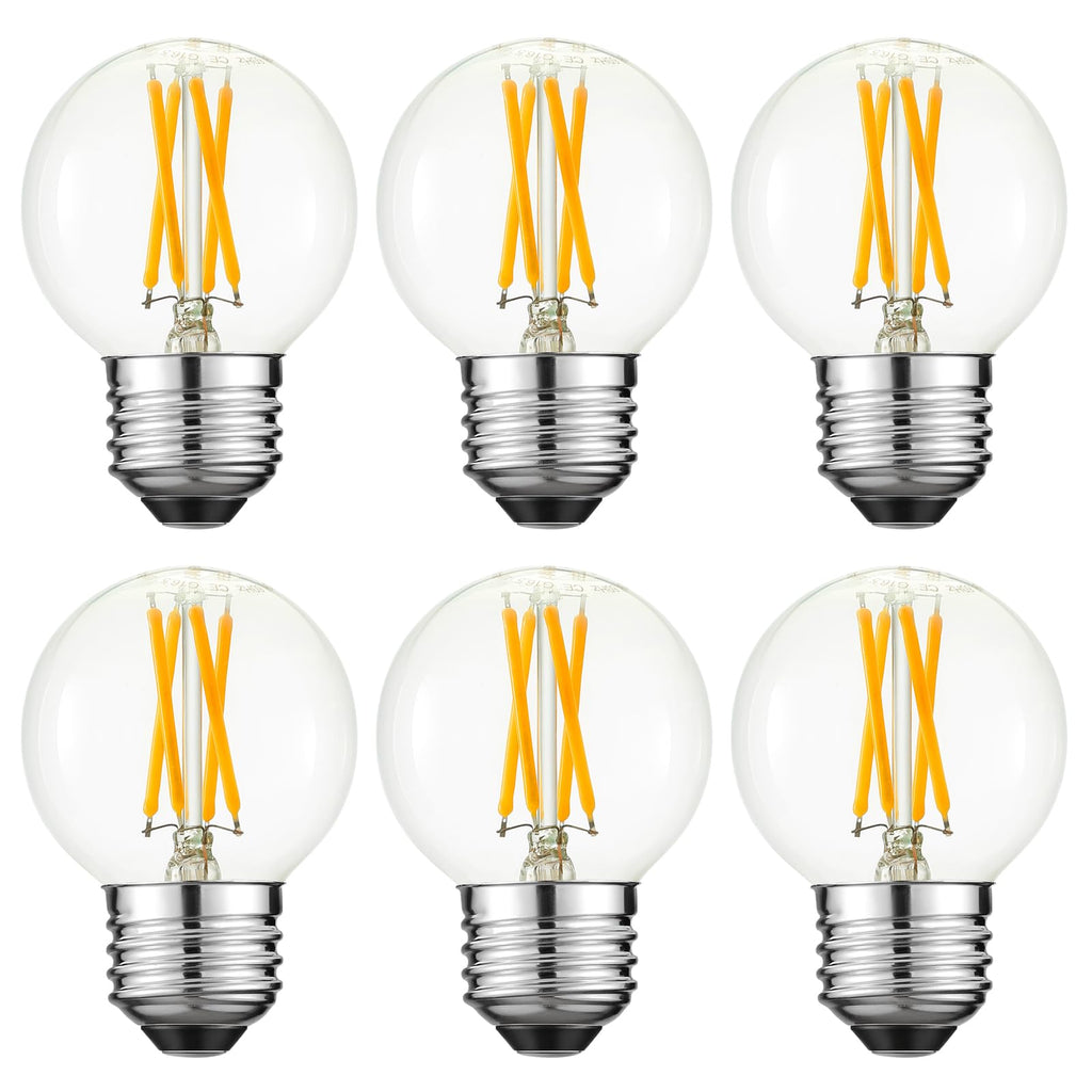 Arberlic G16.5 Light Bulb LED,4W E26 LED Bulb dimmable Equivalent E26 40 watt Light Bulb,Warm White 2700K,400lm,CRI85+,AC120V,Edison Style,Clear Glass,Flicker Free,Pack of 6