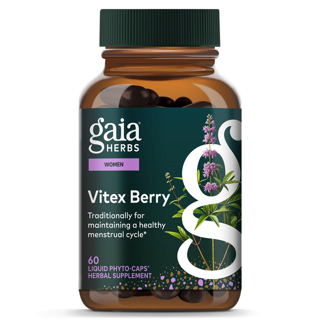 Gaia Herbs Vitex Berry - 1000 mg Organic Chaste Tree - Traditionally Used to Support Hormone Balance for Women & a Healthy Menstrual Cycle* - 60 Vegan Liquid Phyto-Caps (30 Servings)