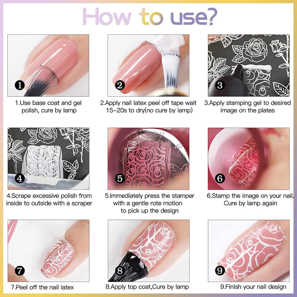 Biutee Nail Stamping Plates Set 15PCS Nail Stamping Kit with Nail Stamper