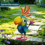 ViteenLight 15" Metal Parrot Statue Outdoor Garden Decor