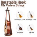 Musbeat Guitar Stand, Acoustic Guitar Stand Floor, Black Walnut Wood Guitar Stand, Single Guitar Holder Stand for Electric Guitar, Banjo, Mandolin, Hanging Guitar Stands for Home Decor Studio Display