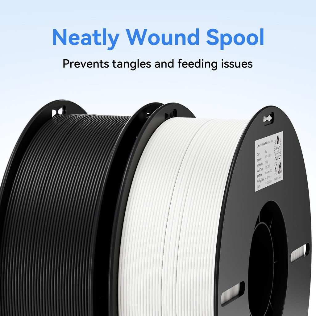 Creality 2kg Black & White PLA 1.75mm Filament Bundle for 3D Printing with No-Tangling Strong Bonding and Overhang Performance, Accuracy +/- 0.02mm