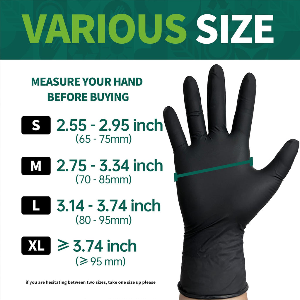 Supmedic Vinyl Disposable Exam Gloves, Black 4 Mil Powder-Free Latex-Free Medical Food-Safe Cooking Cleaning Glove, 100 Pcs (X-Large)
